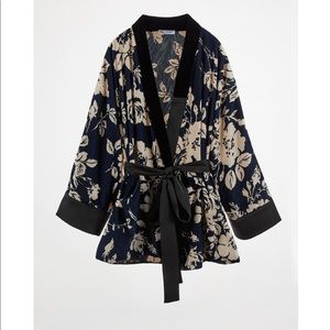 Zara Printed velvet Kimono Top